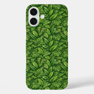 Modern Tropical Leaves Seamless Pattern iPhone 16 Plus Case