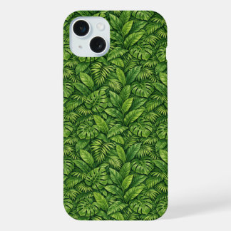Modern Tropical Leaves Seamless Pattern iPhone 15 Plus Case