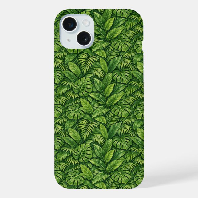 Modern Tropical Leaves Seamless Pattern iPhone Case (Back)