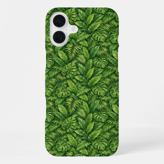 Modern Tropical Leaves Seamless Pattern iPhone 16 Plus Case