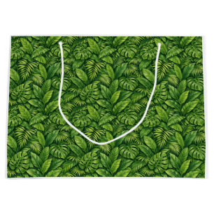 Modern Tropical Leaves Seamless Pattern Large Gift Bag