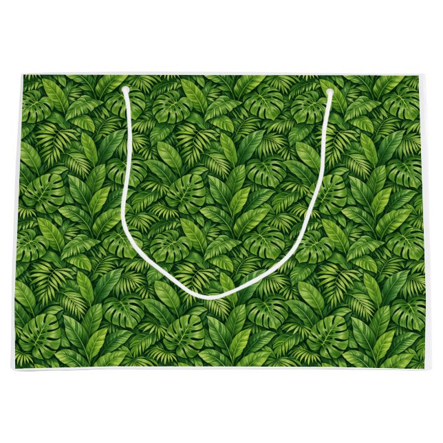 Modern Tropical Leaves Seamless Pattern Large Gift Bag (Front)