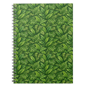 Modern Tropical Leaves Seamless Pattern Notebook