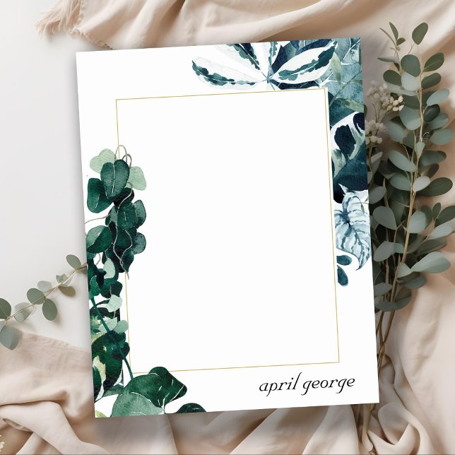 MODERN TROPICAL MONSTERA FOLIAGE BLUE FRAME  CARD (Creator Uploaded)
