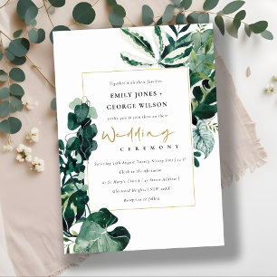 MODERN TROPICAL MONSTERA FOLIAGE WEDDING INVITE