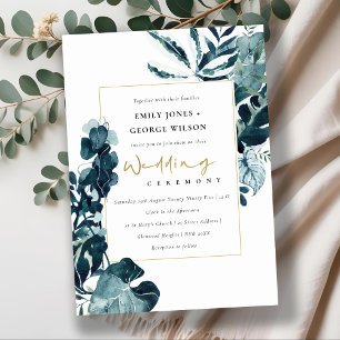 MODERN TROPICAL MONSTERA FOLIAGE WEDDING INVITE