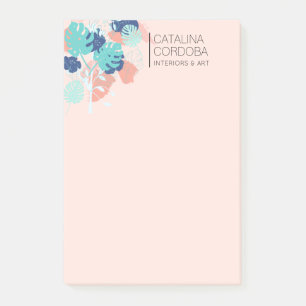 Modern Tropical Monstera Leaf Pattern Peach/Mint Post-it Notes