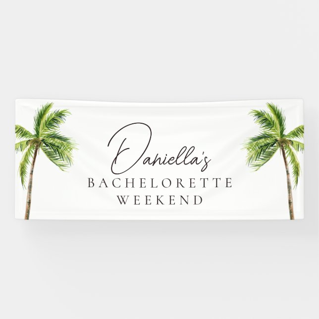 Modern Tropical Palm Bachelorette Weekend Banner (Horizontal)