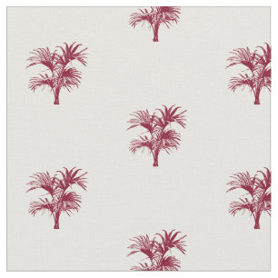 Modern Tropical Palm burgundy White Pattern Fabric
