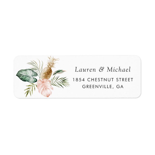 Modern Tropical Palm Leaf Greenery Return Address Label (Front)
