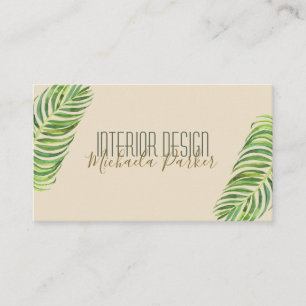 Modern Tropical Palm Leaf Interior Design Business Card