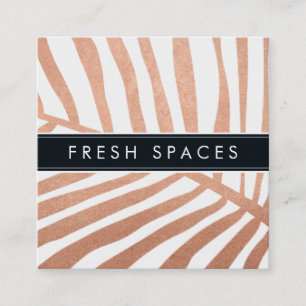 MODERN TROPICAL PALM LEAF logo trendy rose gold Square Business Card