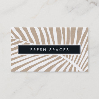 MODERN TROPICAL PALM LEAF logo trendy white kraft Business Card