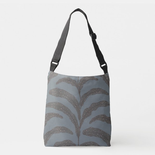 Modern Tropical Palm Leaf Pattern Charcoal Blush  Crossbody Bag (Front)