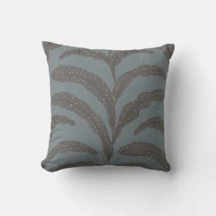 Modern Tropical Palm Leaf Pattern Charcoal Blush Cushion