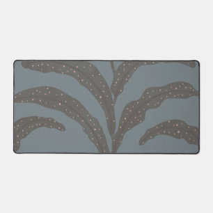 Modern Tropical Palm Leaf Pattern Charcoal Blush  Desk Mat