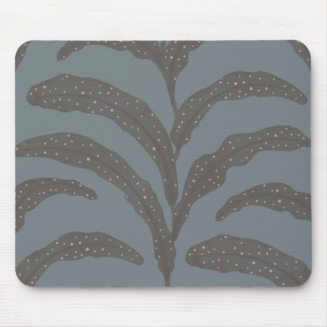 Modern Tropical Palm Leaf Pattern Charcoal Blush  Mouse Pad (Front)