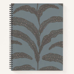 Modern Tropical Palm Leaf Pattern Charcoal Blush Notebook
