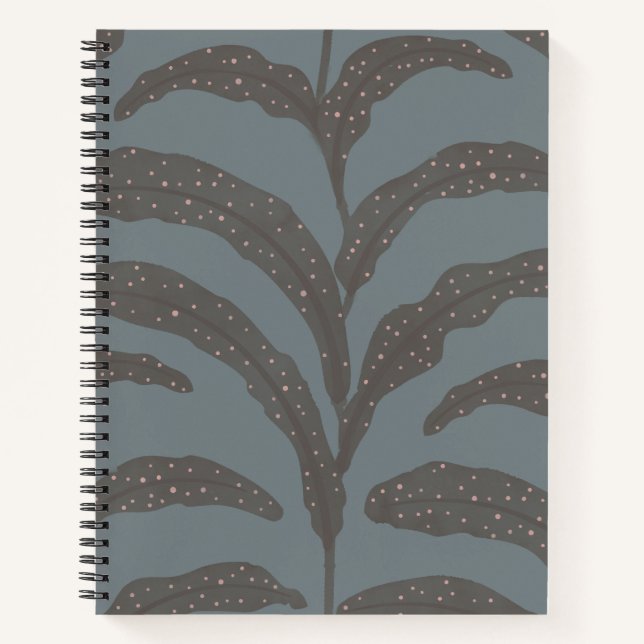 Modern Tropical Palm Leaf Pattern Charcoal Blush  Notebook (Front)