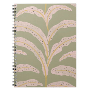 Modern Tropical Palm Leaf Pattern Sage Blush Notebook