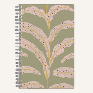 Modern Tropical Palm Leaf Pattern Sage Blush  Notebook