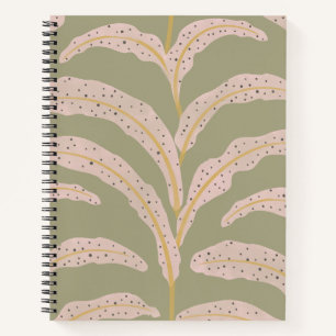 Modern Tropical Palm Leaf Pattern Sage Blush Notebook