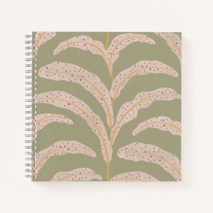 Modern Tropical Palm Leaf Pattern Sage Blush Notebook