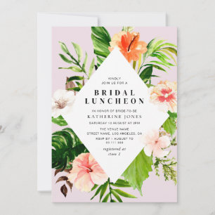 modern tropical palm leaves bridal bruncheon invitation