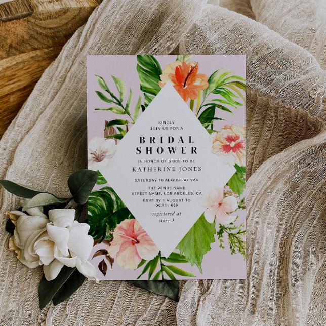 modern tropical palm leaves bridal shower invitation (Creator Uploaded)