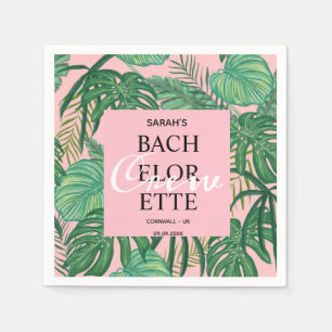 Modern Tropical Palm Pink Bachelorette Crew Party Napkin