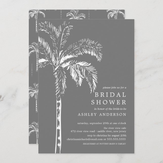 Modern Tropical Palm Tree Bridal Shower Invitation (Front/Back)