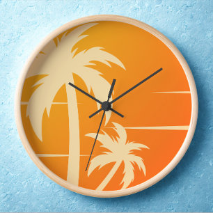 Modern Tropical Palm Tree Custom Color Clock
