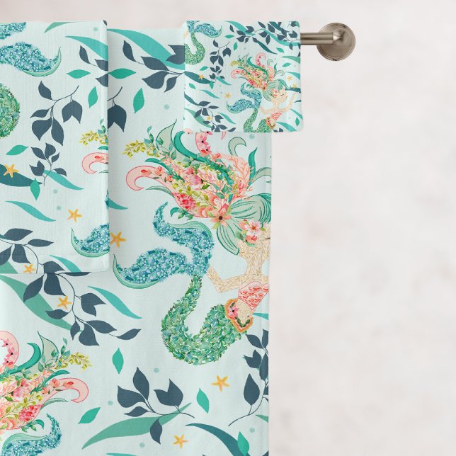 Modern Tropical Palm Tree Pattern Bath Towel Set (Creator Uploaded)