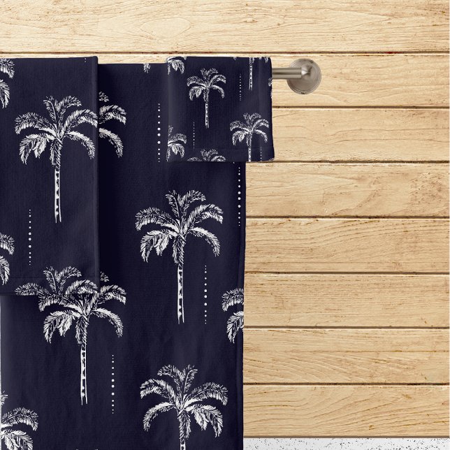 Modern Tropical Palm Tree Pattern Bath Towel Set (Creator Uploaded)