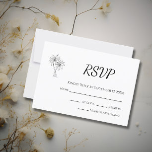 Modern Tropical Palm Trees Destination Wedding  RSVP Card
