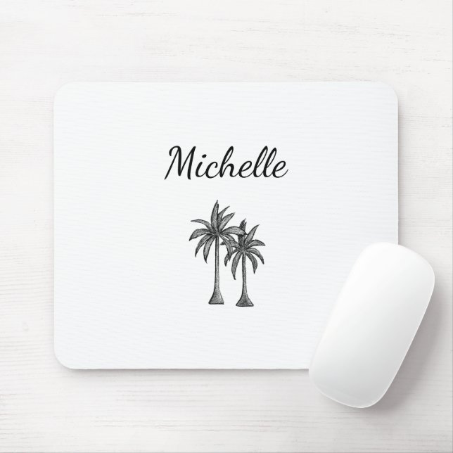 Modern Tropical Palm Trees Simple Personalised Mouse Pad (With Mouse)