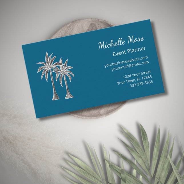 Modern Tropical Palm Trees Trendy Beach Business Card (Creator Uploaded)