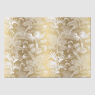 Modern Tropical Palm Trees White on Gold Tissue Paper
