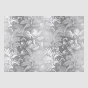 Modern Tropical Palm Trees White on Silver Tissue Paper