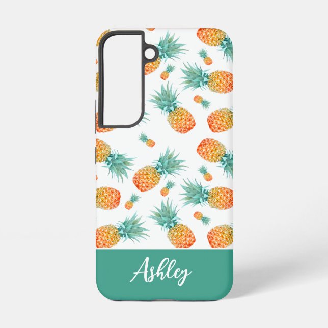 Modern Tropical Pineapple Fruit Pattern Samsung Galaxy S22 Case (Back)