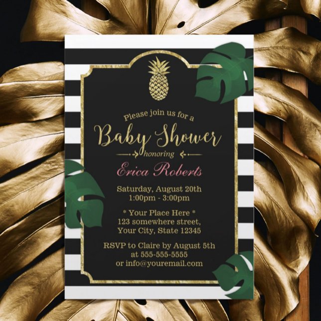 Modern Tropical Pineapple Hawaiian Baby Shower Invitation (Creator Uploaded)
