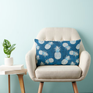Modern Tropical Pineapple Watercolor Lumbar Cushion