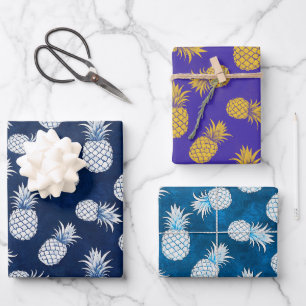 Modern Tropical Pineapple Watercolor Wrapping Paper Sheet