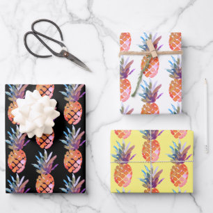 Modern Tropical Pineapple Wrapping Paper Sheet
