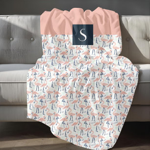 Modern Tropical Pink Flamingo Pattern Fleece Blanket