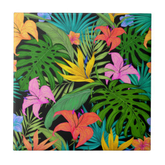 Modern Tropical Plant Pattern Ceramic Tile