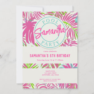 Modern Tropical Pool Party Invitation