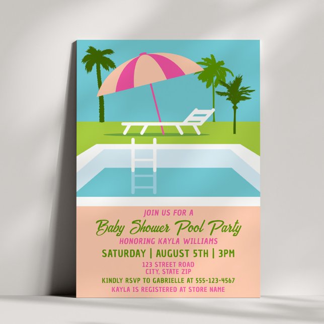 Modern Tropical Pool Party Summer Palms Invitation (Creator Uploaded)