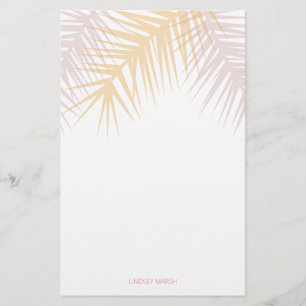 Modern tropical rosé palm leaves customisable stationery