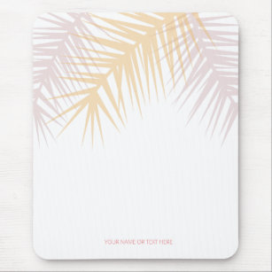 Modern tropical rosé palm leaves mouse pad